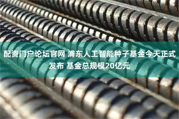 配资门户论坛官网 浦东人工智能种子基金今天正式发布 基金总规模20亿元